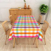 Aperturee - Aperturee Multicolored Checkered Rectangle Tablecloth for Vibrant and Fun Birthday or Pride Party Decorations